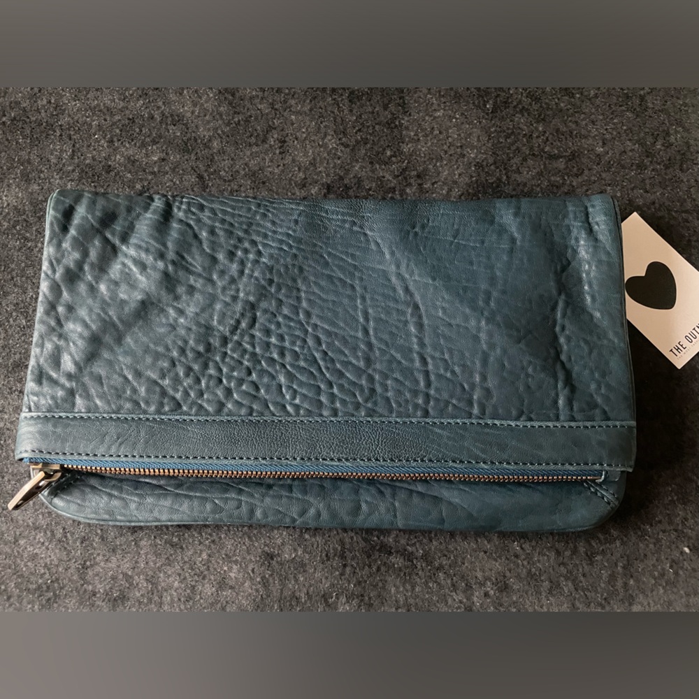 Alexander Wang Textured Lambskin Dumbo Fold Over Clutch Blue